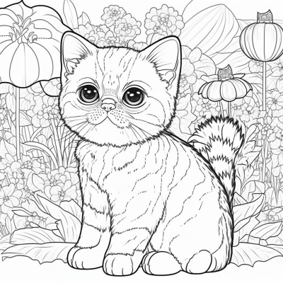 Exotic Shorthair Kitten Coloring Page