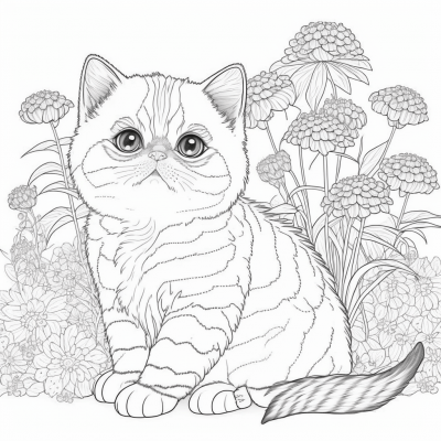 Exotic Shorthair Kitten Coloring Book Page