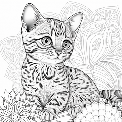 Bengal Kitten Coloring Book Page