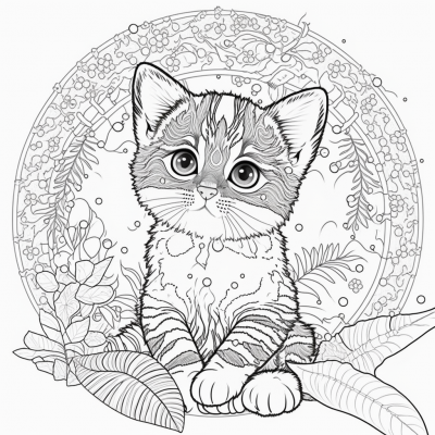 Calico Kitten Coloring Page