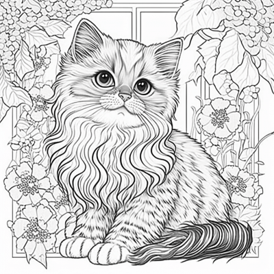 Longhaired Kitten Coloring Book Page