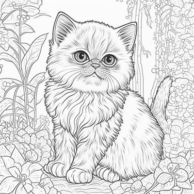 Persian Kitten Coloring Page