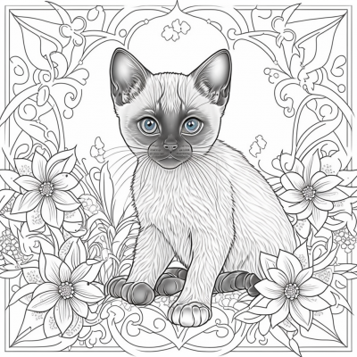 Siamese Kitten Coloring Page