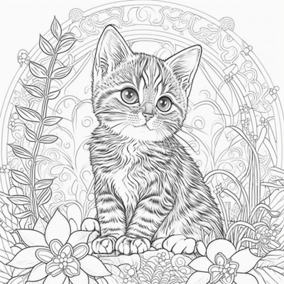 Tabby Kitten Coloring Page