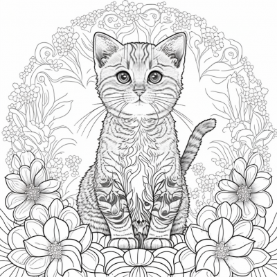 Tabby Kitten Coloring Page