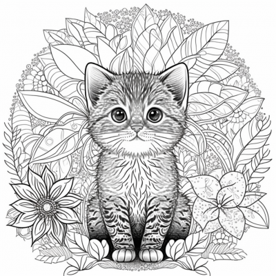 Tabby Kitten Mandala Illustration