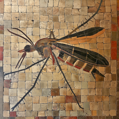 Roman Mozaic with Giant Mosquito