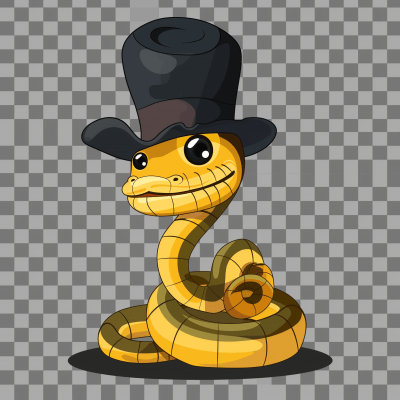 Cartoonish Anaconda in Black Cylinder Hat Animation