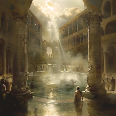 Surreal pool of Bethesda in dreamscape
