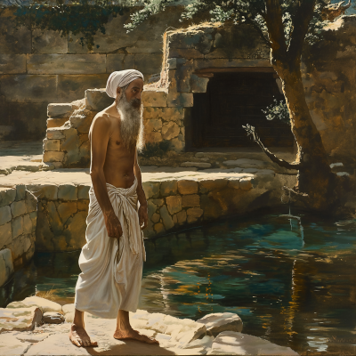 Chassidic Master by Ancient Pool