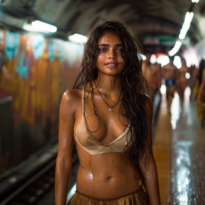 Tamil woman in a subway