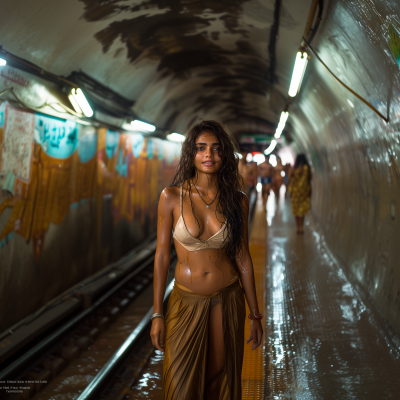 Woman in a Hot Subway