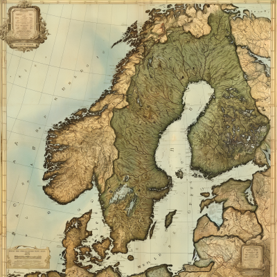Vintage map of Sweden