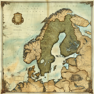 Vintage Map of Sweden