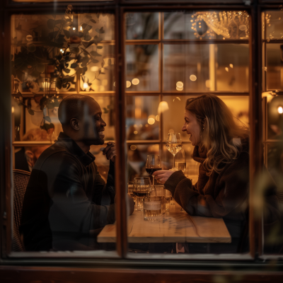 Romantic Evening Date at a Restaurant