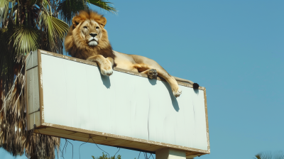 Lion on a White Billboard