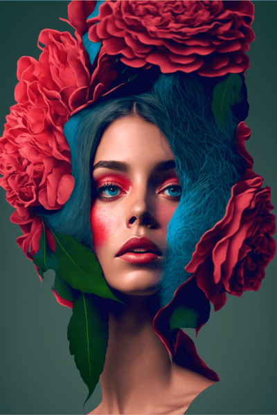 Girl Surrounded by Red Roses