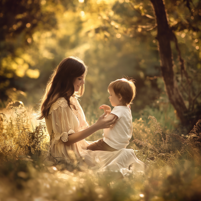 Mother and Son in Nature