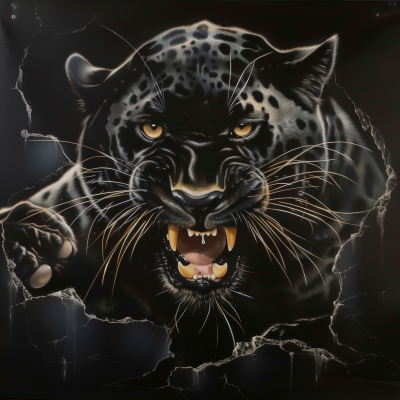 Hyper Realistic Panther Clawing Through Screen