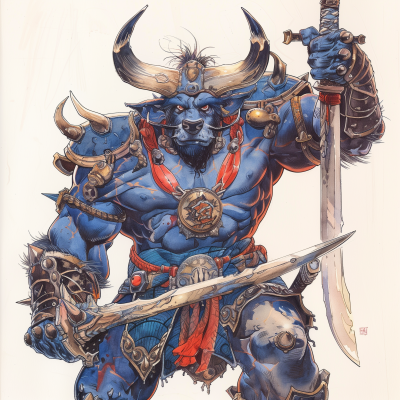 Samurai Bull Illustration