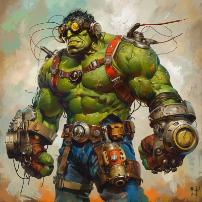 Hulk in Pop Art and Steampunk Style