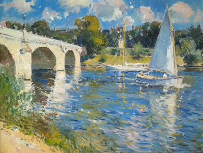 Monet’s Impressionistic painting of a bridge at the gare