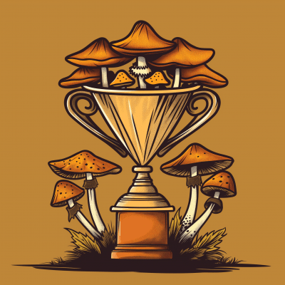 Psychedelic Mushroom Cup Trophy Logo
