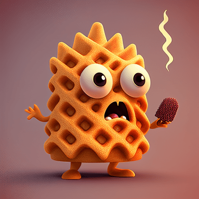 Cute Waffle Monster Character Design