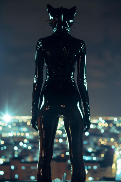 Catwoman on Top of Building