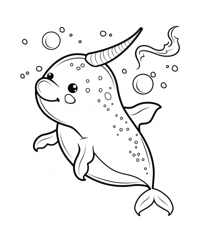 Narwhal Coloring Page for Kids