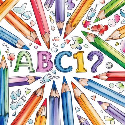 ABC123 Logo with Watercolor Seamless Pattern