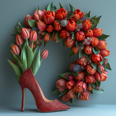 Tulip Wreath and Luxurious Footwear