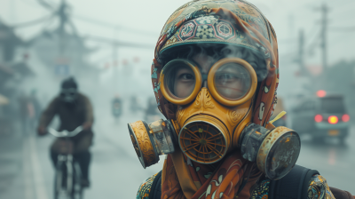 Thai Woman in Gas Mask in Chiang Mai