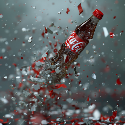 Micro plastic particles resembling Coca Cola logo