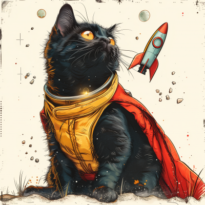 Black Cat with Rocket Pack