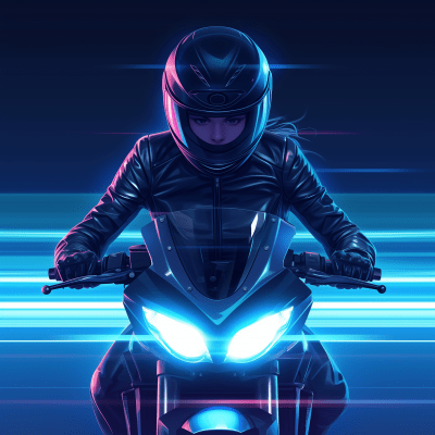 Girl Riding Motorcycle at Night