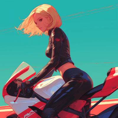 Blonde girl on motorcycle