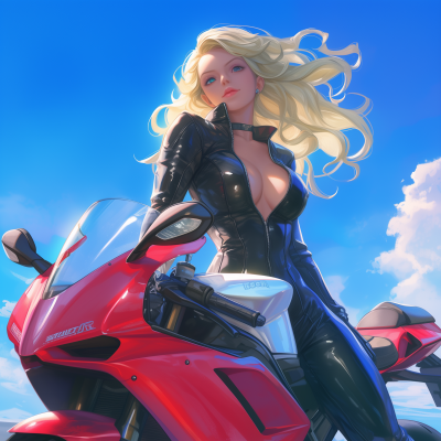 Blonde Girl on Motorcycle