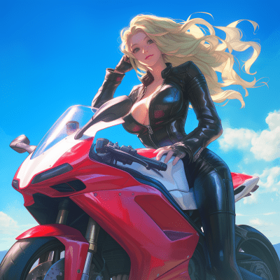 Blonde Girl on Supersport Motorcycle
