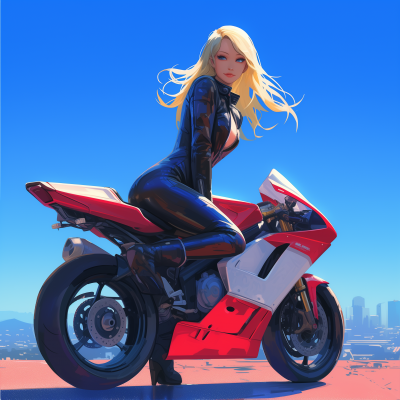 Blonde Girl on Motorcycle