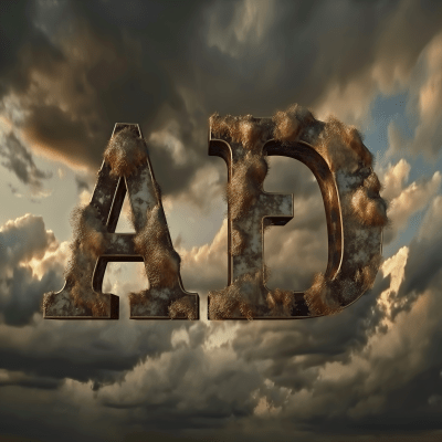 Bold 3D Letters ‘A F D’ in Metallic Material