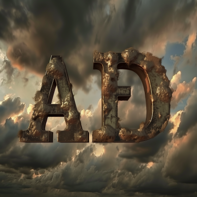 Bold 3D Letters ‘A F D’ in Metallic Style
