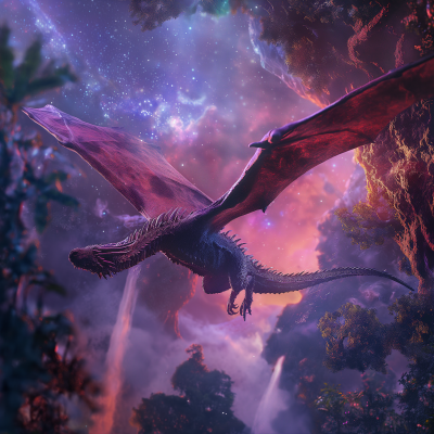 Dragon in Galaxy Landscape