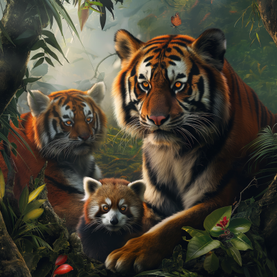 Rainforest & Tundra with Tiger and Red Panda
