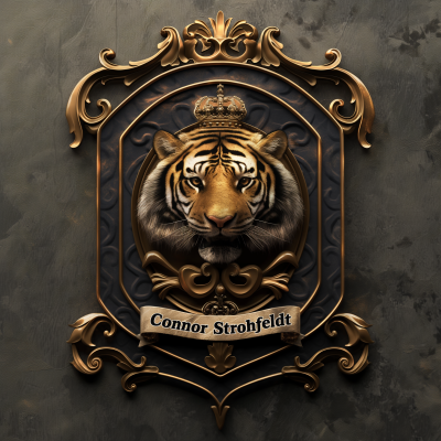 Royal Family Crest with Tiger and Gold Surname