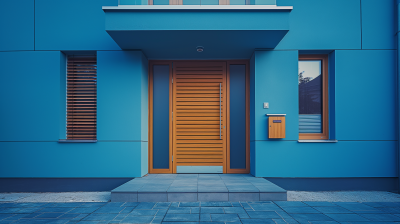 Modern Blue House Entrance