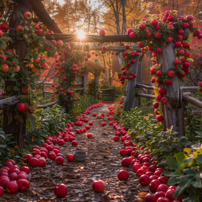 Colorful Garden with Apples