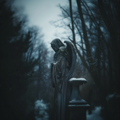 Weathered Grim Reaper Statue