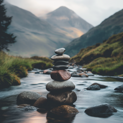 Calm and Beautiful Cairn in Nature