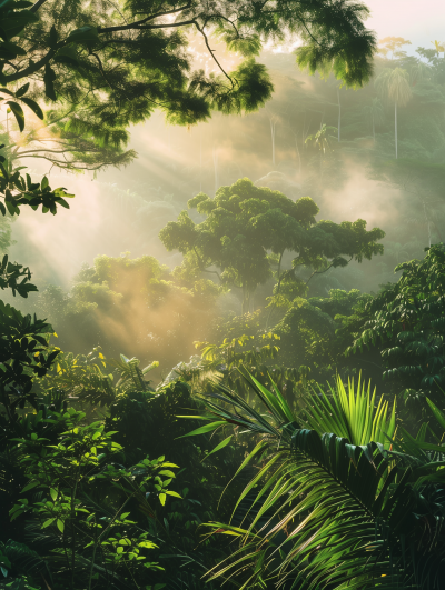 Golden Hour in Tropical Rainforest